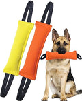 Clysoru Dog Tug Toy Double Pack Tough Jute Bite Pillow Training Equipment Puppy to Large Dogs Interactive - color: orange yellow