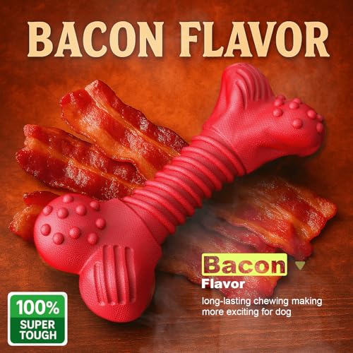 Dog Toys for Aggressive Chewers, Dog Toys for Medium Large Dogs, Natural Rubber Dog Chew Toys with Beef Flavor, Indestructible Chew Toys for Aggressive Chewers (red) - color: red