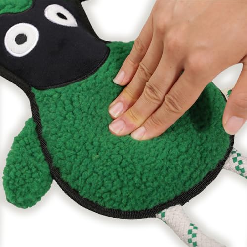 Green Sheep Rope Toy for Dogs, Durable Plush Dog Chew Toy with Squeaker, Interactive Pet Toy for Small Medium Large Dogs, Tough Recycle Cotton Rope & PP Cotton Stuffing - color: Green Sheep (M)