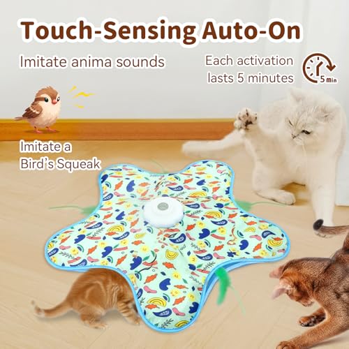 Interactive Touch Activated Hide and Seek Cat Toys for Indoor Cats, Green - color: Green
