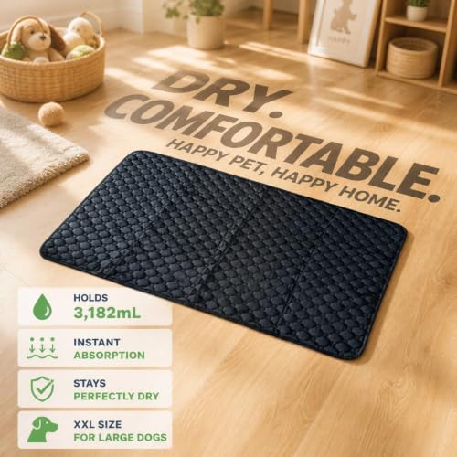 Washable Pee Pads for Dogs, Leak-Proof Reusable, Giant XXL 59x35 - color: Black, size: 59"X35"