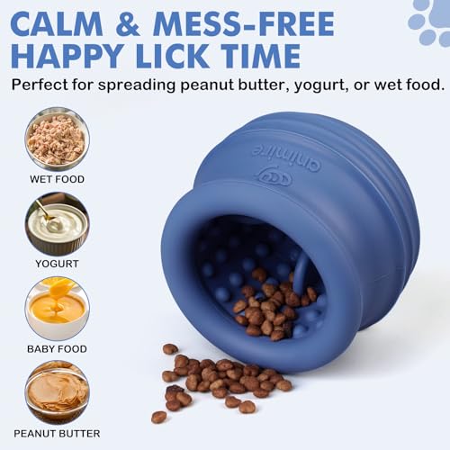 Treat Dispensing Dog Toy, Long-Lasting Interactive Puzzle Toys for Dogs, Stuffable Dog Enrichment Frozen Lick Treat Toy for Boredom, BPA Free Silicone Fetch Catch Chew Toy (Dark Blue,S) - color: Dark blue, size: S