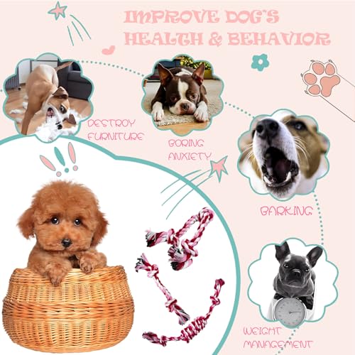 3 Pack Dog Rope Toys Puppy Teething Sturdy Cotton Chew Toy for Small Breed - color: 3 pink, size: Small