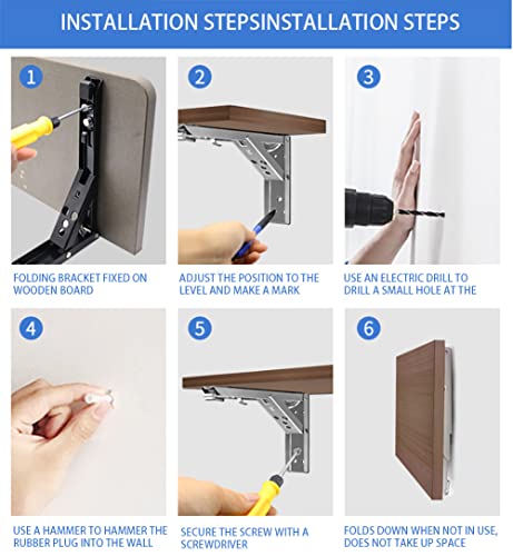 Black Folding Shelf Brackets Max. Load 220 lb, Heavy Duty DIY Wall Mounted Shelf Bracket Space Saving for Table Work Bench (20 INCH-2PCS) - size: 20 INCH-2PCS