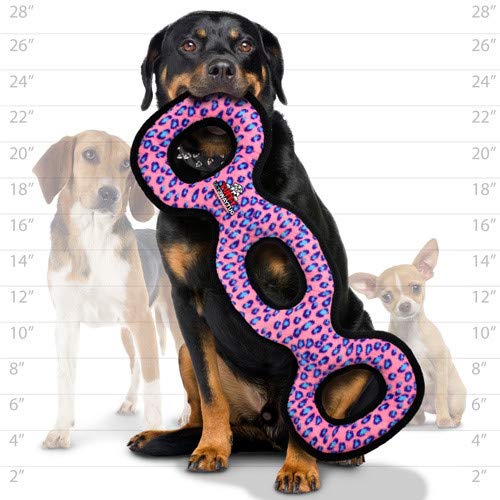 TUFFY® 2 Pack Ultimate 3WayTug Ultra Durable Plush Dog Toys - color: 2PK Pink Leopard 3Way Tug