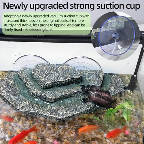 kathson Turtle Basking Platform Dock Rock,Resin Floating Resting Terrace - color: Teal：7.3”L×3.5”W×1.4”H
