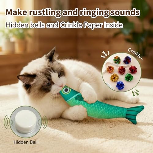 Cat Toys for Indoor Cats, Fish-Shaped Pillow, 2 Pack Red+Green - color: A4-Yellow+Purple