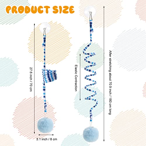 Woanger 4 Pcs Cat Spring Toys Hanging Door Interactive Cat Toys with Bell Long Tail Stretchable Soft Plush Teaser Ball for Kitten Chase Play and Kill Time, Gradient