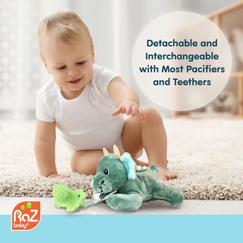 RaZbaby Bear RaZbuddy w/RaZberry Teething Relief Pacifier – Soothes Sore Gums w/Nature-Inspired Texture, 100% BPA-Free Silicone Teether, Detachable Stuffed Animal – 3 Months+ Teether, Coconut - color: Bear