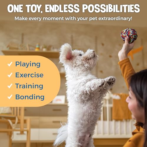 SunGrow, 5-Pack Ferret Rope Chew Teething Toys, Puppy Chew Toys & Accessories for Cage, Machine-Washable Durable Cotton Knotted Rope Dog Tug Toys for Small to Medium Breeds, 3” - 19”