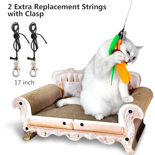 miwoowim 2PCS Retractable Cat Teaser Wands & 9PCS Feather Refills Toy Set - color: Retractable Wand Toy