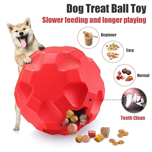 Rubber Treat Dispensing Dog Toys for Aggressive Chewers Large Breed - color: Red
