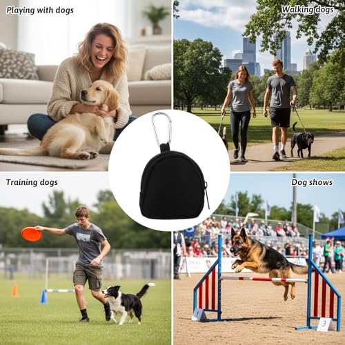 2 PCS Dog Treat Pouches for Pet Training 3in Mini Black Portable Dogs Treats Bag for Travel Outdoor Use Reusable Small Dogs Treats Container