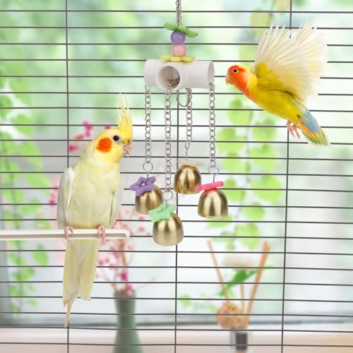Wontee Bird Parrot Bells Toy with Sweet Sound for Parakeet Cockatiel, B - style: B (Bird Bell Toy)