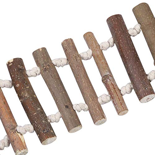 Wooden Bird Hanging Ladder, Parrot Rope Wood Ladder with Rope Swing Bridge for Lovebirds Parakeets Parrots African Grey Cockatiel Pet Training Toys