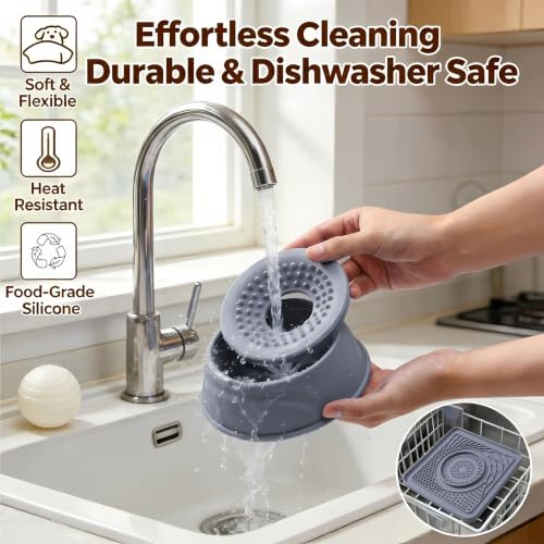 Slow Feeder Dog Bowls & Lick Mat for Liquid and Thick Treat(Grey) - color: GRAY