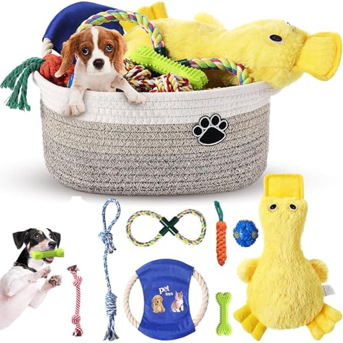 Zopeal Dog Toy Gift Basket Set for Puppy Birthday, Khaki - color: Khaki