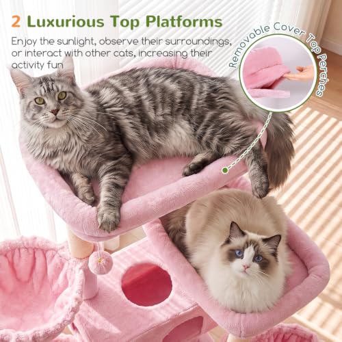 Globlazer Large Cat Tree 72in Tall Cat Climbing Tower, F72G, Pink - color: Pink