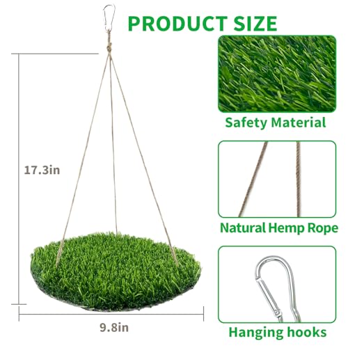 FlidRunest Large Bird Foraging Mat Toys, Natural Bird Grass Hammock Swing Toy with Hooks, Climbing Perch Hanging Toy for Parakeets, Parrot, Cockatiels, Bearded Dragon, Snake - color: Green
