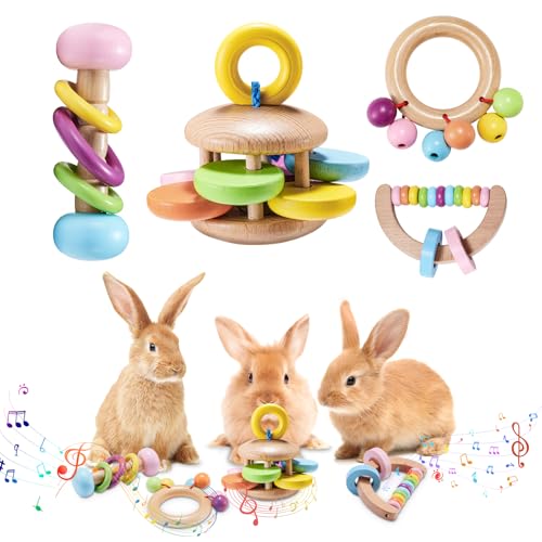 AOWPFVV Wooden Bunny Toys,Safe Rabbit Toys for Guinea Pigs,Small Animals