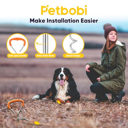 Petbobi Dog Tie Out Cable and Stake, 50ft Heavy Duty Dog Leads for Yard - color: Orange, size: 50 ft (120 lbs)
