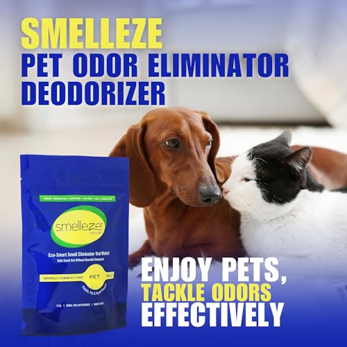 SMELLEZE Natural Pet Odor Eliminator Deodorizer Granules - 2 lb. Bottle