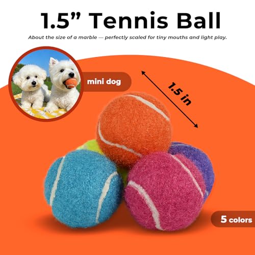 INSUM 1.5 Inch Mini Tennis Balls for X-Small Dogs & Cats, 20/40 Pack Soft Fetch Play Toys for Puppies & Kittens, Training & Indoor Outdoor Exercise - size: 1.5"-40PK