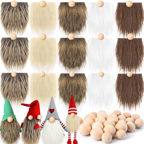 Tudomro 45 Pcs Halloween Gnome Beards Nose for Crafting White, Beige, Brown - color: White,beige,brown