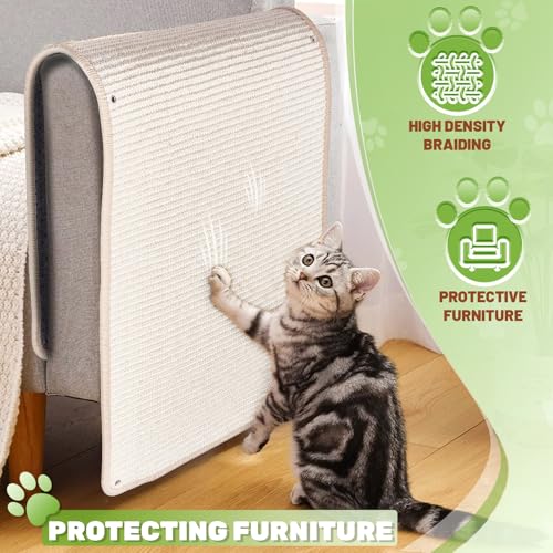 Uranshin Natural Sisal Cat Wall Climbing Carpet, Wall Scratcher Mat Pad - color: White, size: 39.3"Lx15.7"W, 1PC