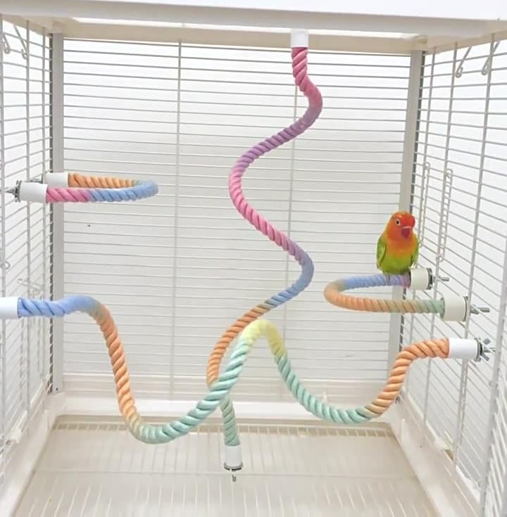 2Pcs Rope Perches for Bird Cages, Rope Perch for Parrots, Cockatiels & Parakeets, Bird Cage Accessories(S) - size: S(2pcs)