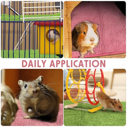 Amylove 4 Pcs Guinea Pig Cage Liner, 12 x 12 Inch, Green Pink - color: Green Pink, size: 12 x 12 Inch, style: Low Pile Chenille