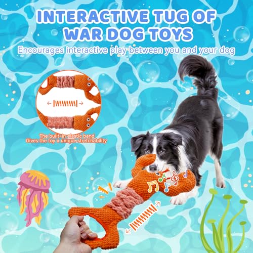 YZHDUXIU Tug of War Dog Toy Squeaky Dog Toys Interactive Lobster Puppy Toys - color: Orange Lobster