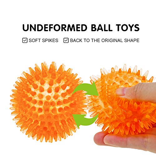 SHARLOVY Squeaky Balls for Pet Small Puppy, 6 Pack TPR Fetch Spike Balls - size: Small Set of 6