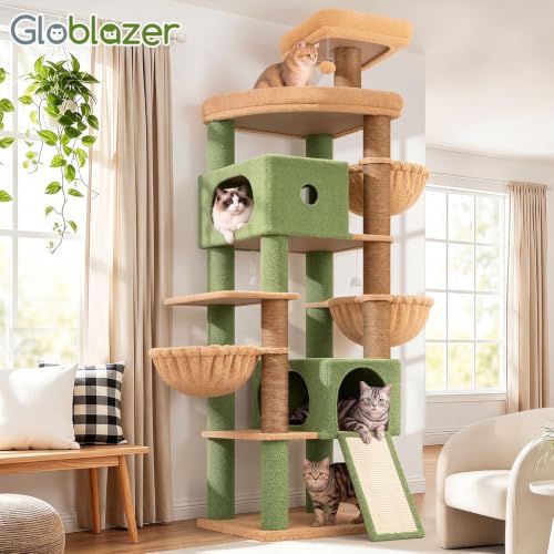 Globlazer Cactus Extra Tall Cat Tree for Large Cats, Heavy Duty Tower, F83C - color: Green