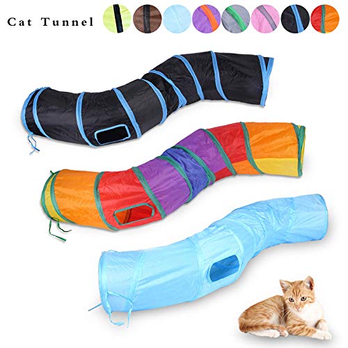 iCAGY Cat Tunnel Toys for Indoor Cats Kittens Rabbits, Pet Toy Play Tunnels - color: Rainbow