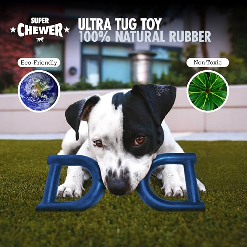 SuperChewer Tough Tug Pull Toy | Lifetime Replacement | Strong Natural Rubber | Interactive Tug-of-War Toy for Dogs | Ultra Durable Chew Toys for Aggressive Chewers | For Medium & Large Breeds - size: Large