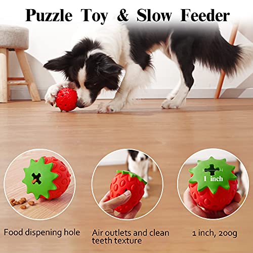 MewaJump Dog Chew Toys for Aggressive Chewers Rubber Squeaky Dog Toy 3 Pack - color: colorful fruit set