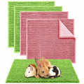 Amylove 4 Pcs Guinea Pig Cage Liner, 12 x 12 Inch, Green Pink - color: Green Pink, size: 12 x 12 Inch, style: Low Pile Chenille