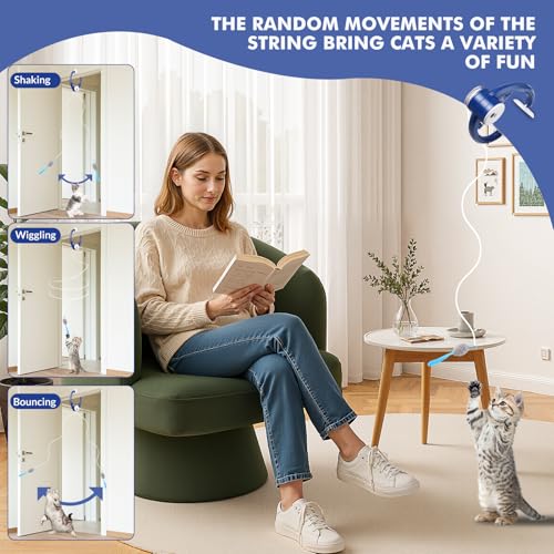 Wortade Automatic Hanging Cat Toy, Electric cat Teaser, Dark Blue - color: Dark bule