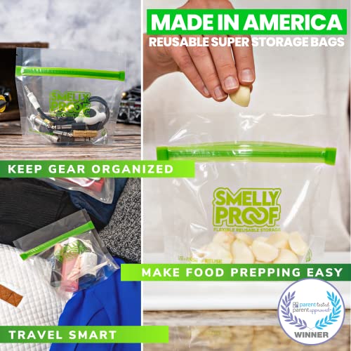 Smelly Proof 100pk Stand-Up Reusable Food Storage Freezer Bags - US Made, BPA-Free, Clear 3 mils 4" x 3" - 100 pcs - size: 100pk, 4x3" - XS Mini Pocket