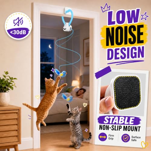 Interactive Cat Toys for Indoor Cats, Clip-On Automatic Flying Bird - color: Blue
