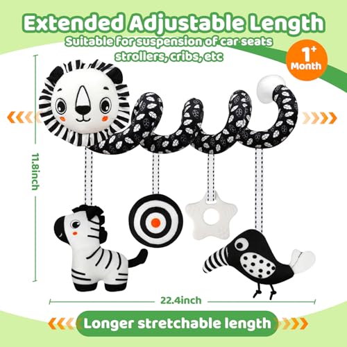 Black White High Contrast Baby Carseat Toy for Newborns 0-6 - style: Lion