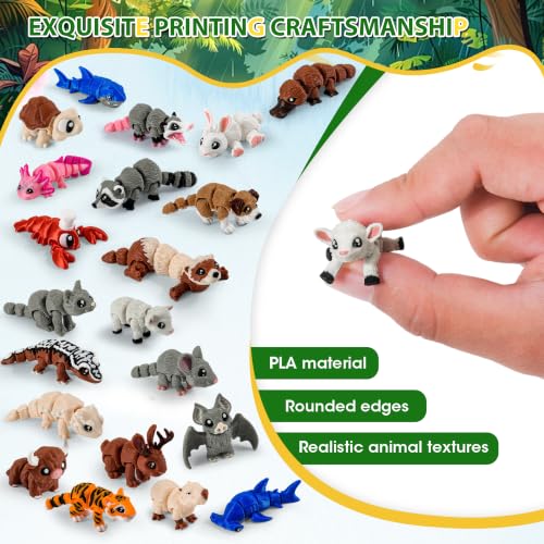 21 Pack 3D Printed Mini Animal Toys Flexible Articulated Desk Fidget Set - size: Mini Animals, style: 21 PCS
