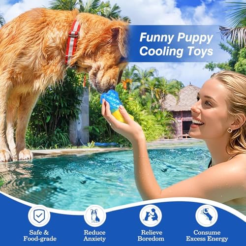 Pawaboo Dog Cooling Chew Toys, 2 Pack Freeze Pet Teething Toys for Cooling - color: Yellow+Blue