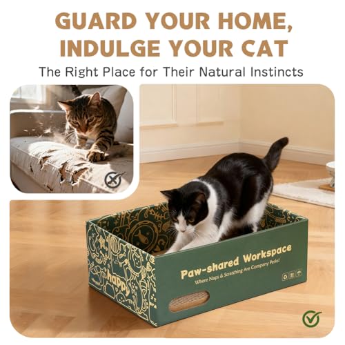 6 Pack Cat Scratch Pad with Nested Boxes, Space-Saving Cat Scratcher Set - size: Deluxe: 2 Nested Boxes, 6 Pads