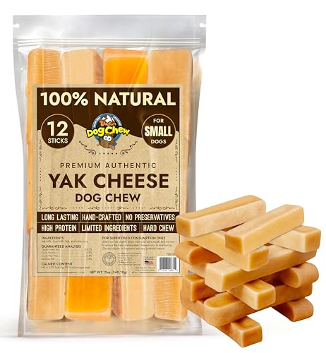 Tibetan Dog Chew Yak Cheese Sticks - Natural Handmade Treats for Small Dogs, Long-Lasting, Easy to Digest with No Additives, Rawhide, Grains, or Gluten, Perfect for Aggressive Chewers, 12 Chews - size: 1 Ounce (Pack of 12)
