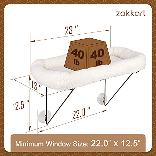 Zakkart Cat Window Perch, 100% Metal Supported from Below (White) - color: White