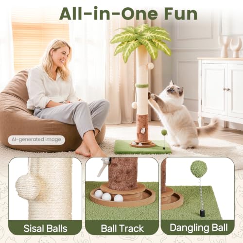 Cat Scratching Post for Indoor Large Kitten Scratch, 35" Tall