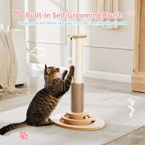 Made4Pets Cat Scratching Post for Indoor Cats with Self Groomer, 23" - size: 23"H
