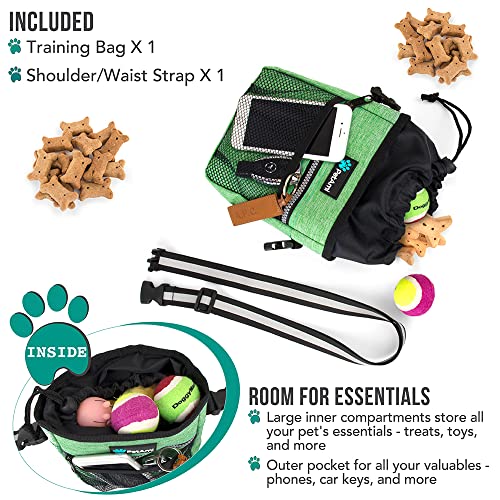 PetAmi Hands Free Dog Treat Pouch for Training and Walking, Green - color: Heather Green